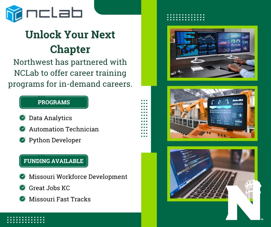 Northwest-KC (@nwmostate_kc) on Twitter photo Proud to partner with NCLab! 
🎮 Train for in-demand careers through their gamified, hands-on platform. Build skills. Boost your portfolio.
🔗 bit.ly/4kUYdbW Proud to partner with NCLab! 
🎮 Train for in-demand careers through their gamified, hands-on platform. Build skills. Boost your portfolio.
🔗 bit.ly/4kUYdbW