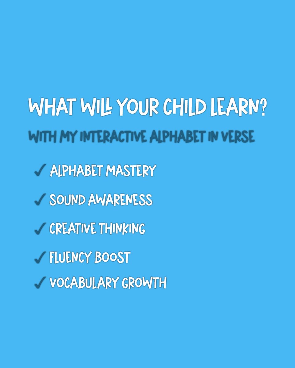 Patsy_Dunstan's tweet photo. Looking for a joyful, creative way to teach the alphabet? My Interactive Alphabet in Verse introduces young children to letters through poems, shapes, and questions, making learning fun, effective, and memorable!

Grab it now:
https://t.co/Ph7SLKxxX0

#PatsyDunstanBooks #ABC https://t.co/poXMhi2Ww5