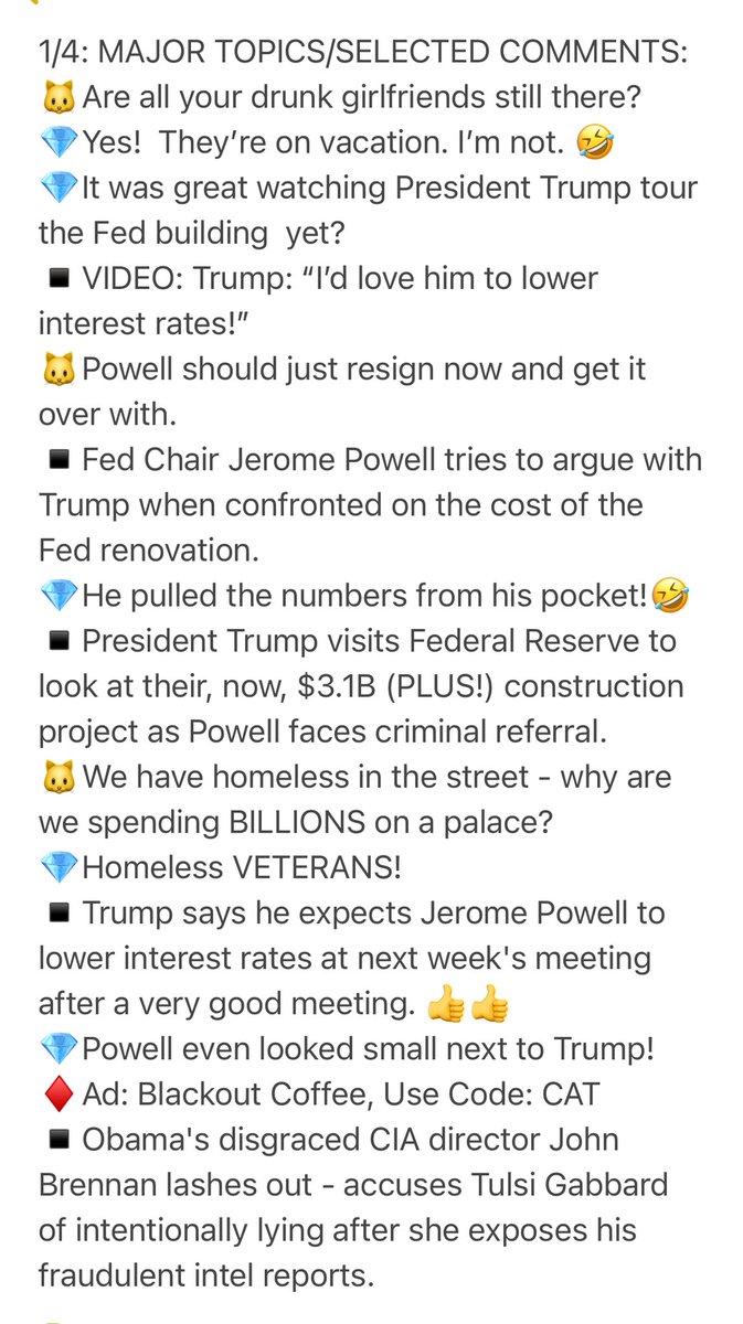 RobPligrimSr's tweet photo. FRIDAY 7/25/2025 #InTheLitterbox w/
@JewelsJonesLive 💎 & @Catturd2 🐱
Ep.#849: ”LOWER INTEREST RATES!”
🔶Trump Inspects Fed Construction
🔶Brennan LIED
🔶Madam Maxwell Cooperating
🔶Trump Tariffs Are WORKING!
🇺🇸Best podcasts anywhere‼️🇺🇸
https://t.co/OmOVKbQiEd 3PM ET SATURDAY
Next Live Litterbox 3PM ET MONDAY
Podcast links:
KICK Link:
https://t.co/5HWgVrHCnI
Spotify Link:
https://t.co/GtHnME7C5S
Highlights (1-4) below👇
