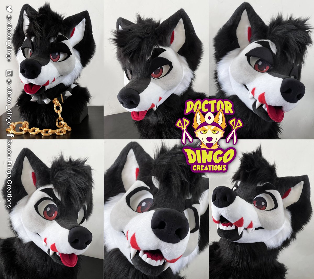 D0ctor_Dingo's tweet image. Fursuit head commission finished! Meet Eclipse the wolf🐺