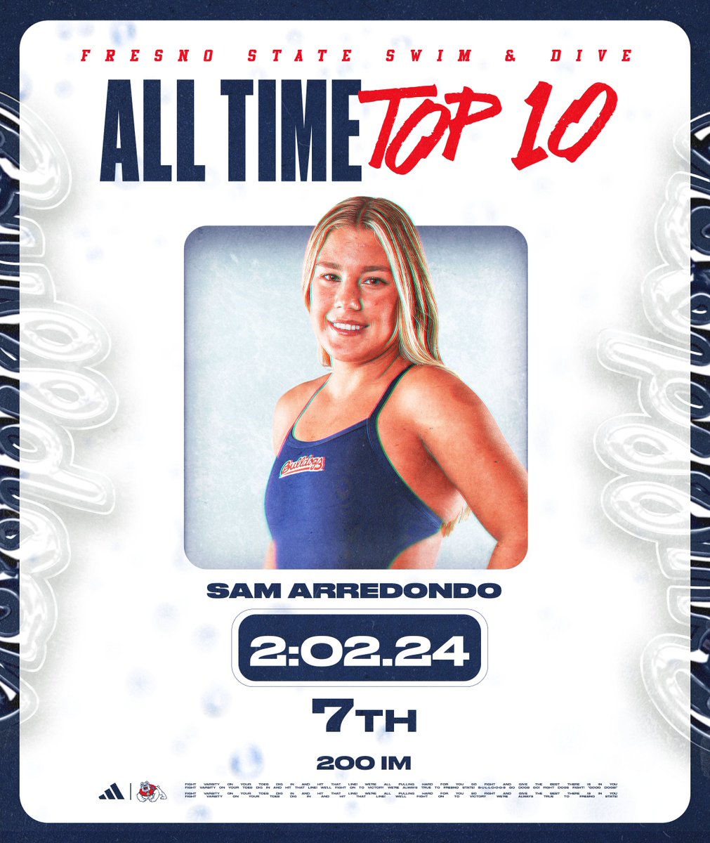 FresnoStateSwim's tweet image. Did her thing this season ✨
Samantha Arredondo claims three spots in the program's all-time top 🔟