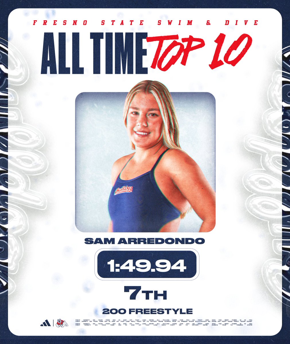 FresnoStateSwim's tweet image. Did her thing this season ✨
Samantha Arredondo claims three spots in the program's all-time top 🔟