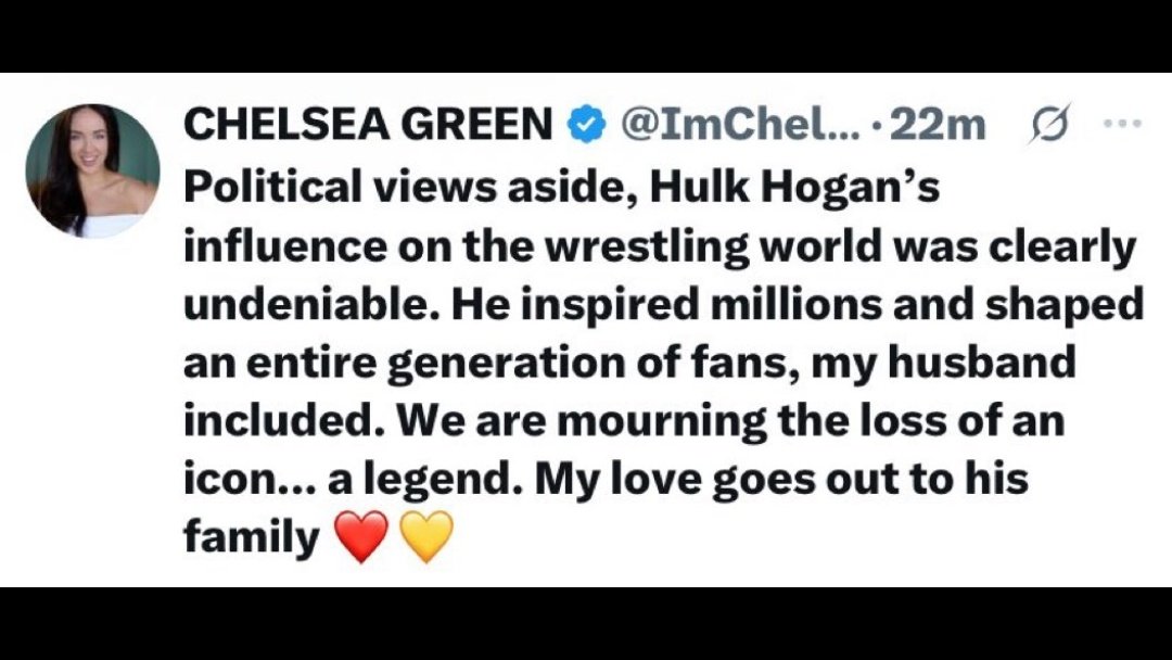 JustJeremyHeyYo's tweet image. It's really fuckin sad that some wrestlers don't wanna comment on the passing of Hulk Hogan because of the negative people and comments, take Chelsea for example she did make a statement praising him and then deleted it because of the comments... Pathetic!