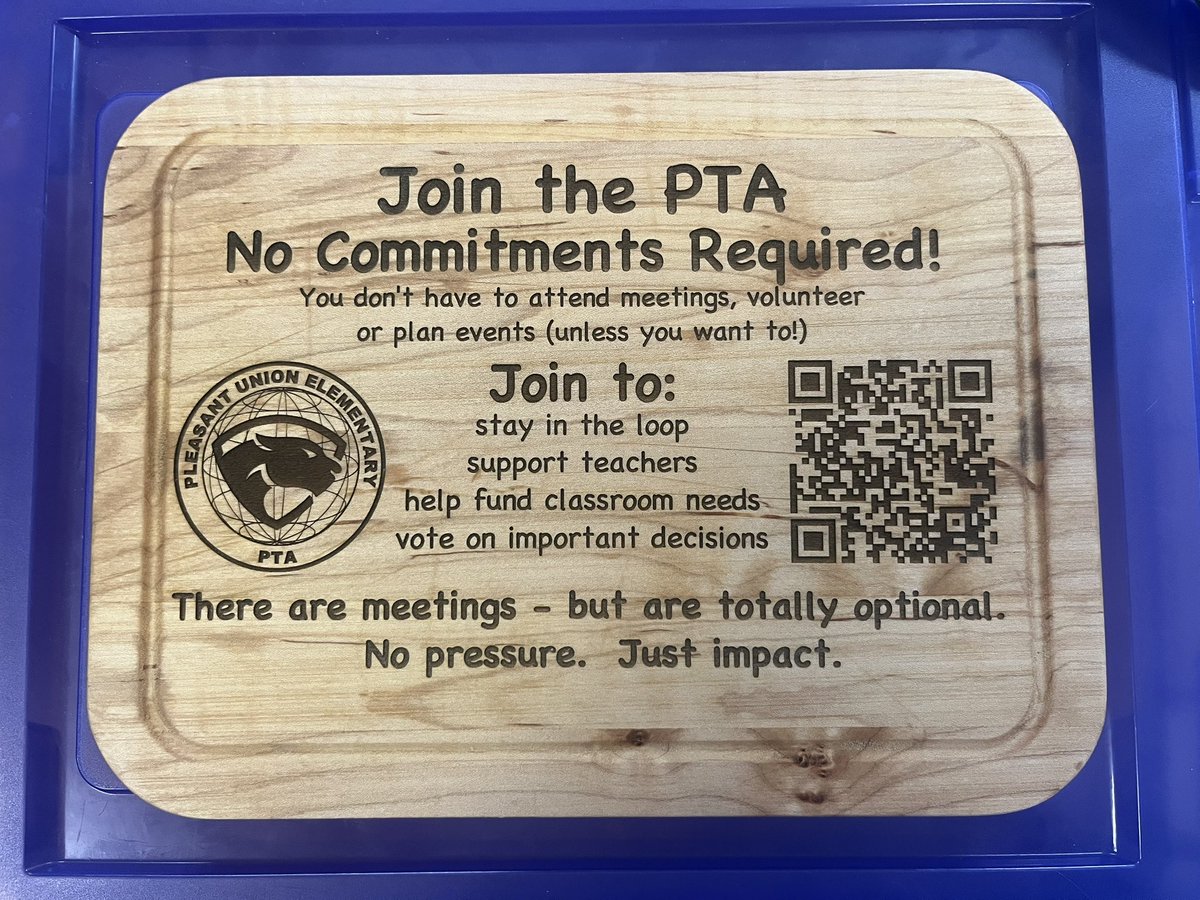 Thinking of joining the PUE PTA? Your financial support helps our school, students, &amp; teachers. No time commitment required.
One of our talented board members made this with lovely plaque that perfectly captures our motto- No pressure. Just impact.  
puepta.givebacks.com/shop