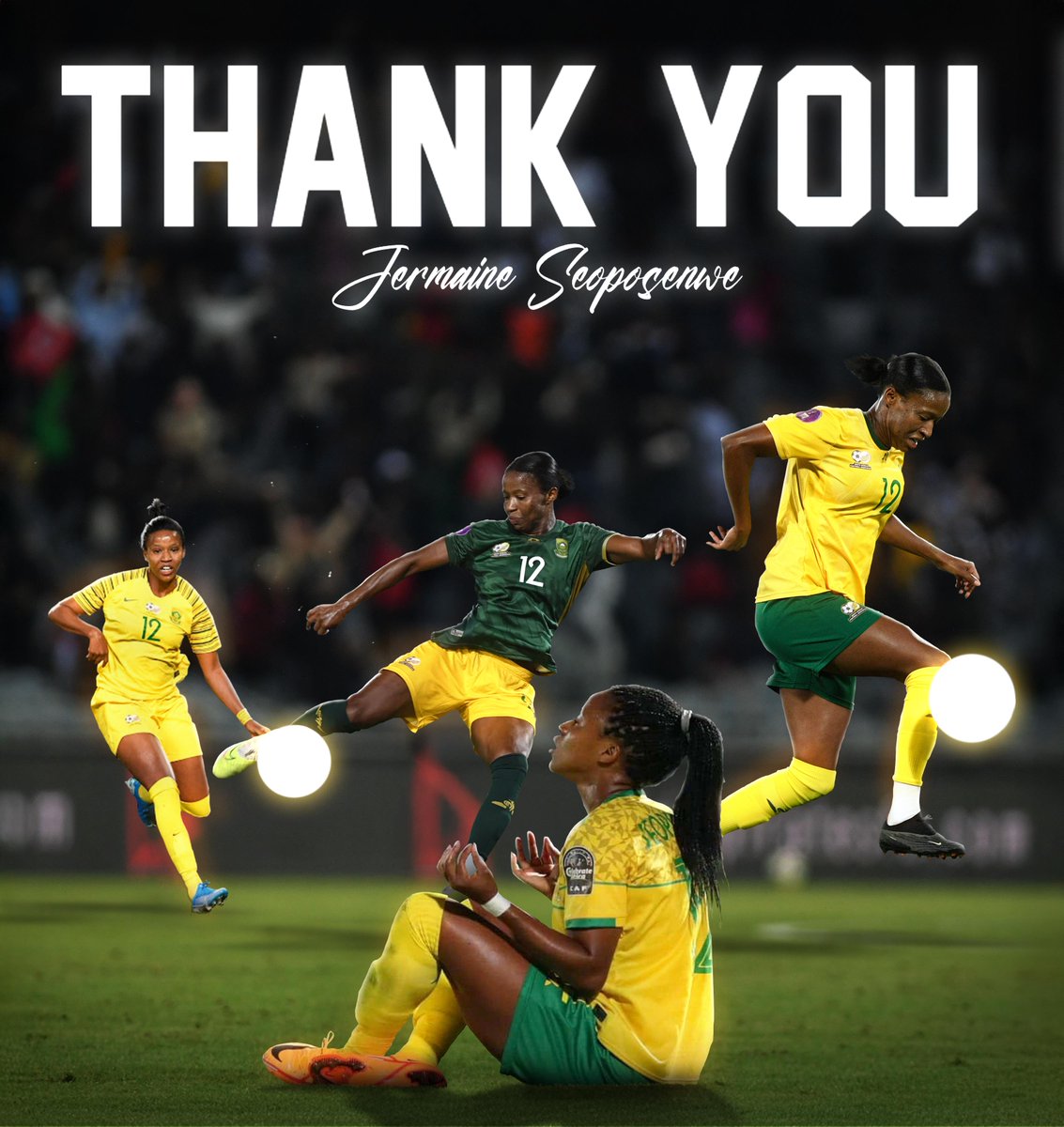 As we come to the end of the road in this tournament, we bid farewell to Jermaine Seoposenwe who was playing her final match for Banyana Banyana. You were a true servant for your country....
#banyanabanyana