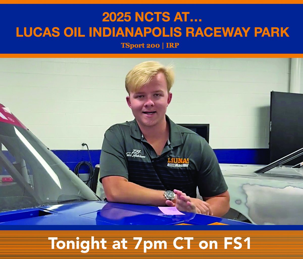 LIUNAmidwest's tweet image. #TylerAnkrum is ready to get back to the short track scene & battle it out at #IRP. Don't miss this race! Tonight at 7pm CT on FS1.
But first, make sure you catch Tyler's race preview here: bit.ly/4f6eN7B
#LucasOil #IndianapolisRacewayPark #NASCAR #NCTS #LIUNA
