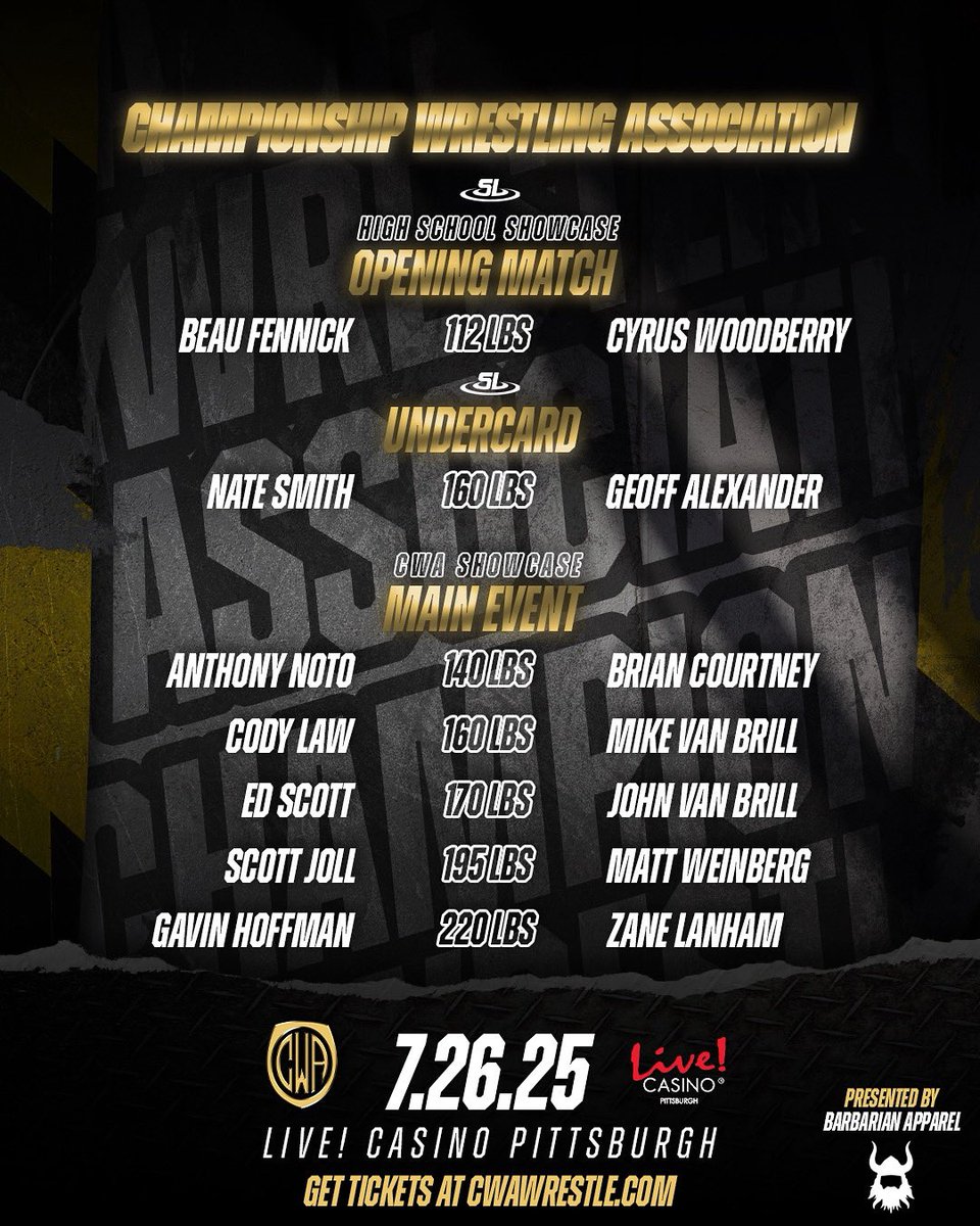 CWAWrestle's tweet image. Weigh-in Show Tonight at 7pm EST on your favorite social media channel.
#FolkstyleGonePro