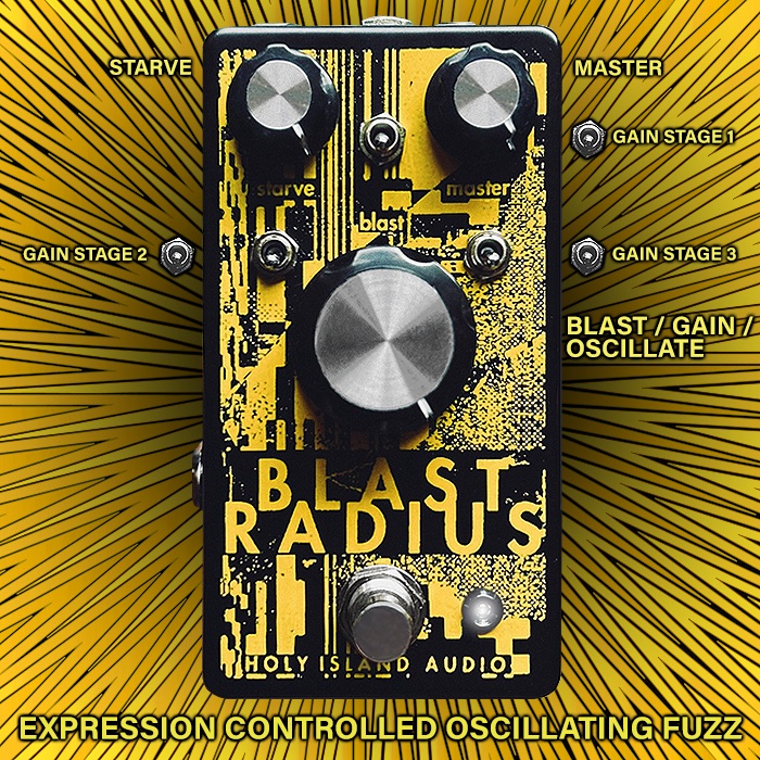 x_pedal's tweet image. Holy Island Audio unleashes visceral and unruly Blast Radius Expression Controlled Oscillating Fuzz with 3 independently selectable Gain Stages - guitarpedalx.com/news/gpx-blog/… @holyislandaudio #holyislandaudio #holyislandaudioblastradius #blastradiusoscillatingfuzz #oscillatingfuzz