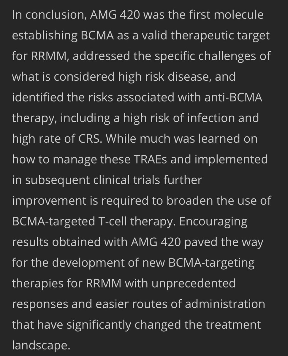 RahulBanerjeeMD's tweet image. Ph1 AMG 420 dose expansion, just published in Leuk Lymphoma.
How far the idea of T-cell redirection in myeloma has advanced based on this now-shelved drug… now 4 approved bsAbs!
Congrats @myelomatips @HangQuach1 et al. Last paragraph had me like 🥹 🫡
tandfonline.com/doi/10.1080/10…