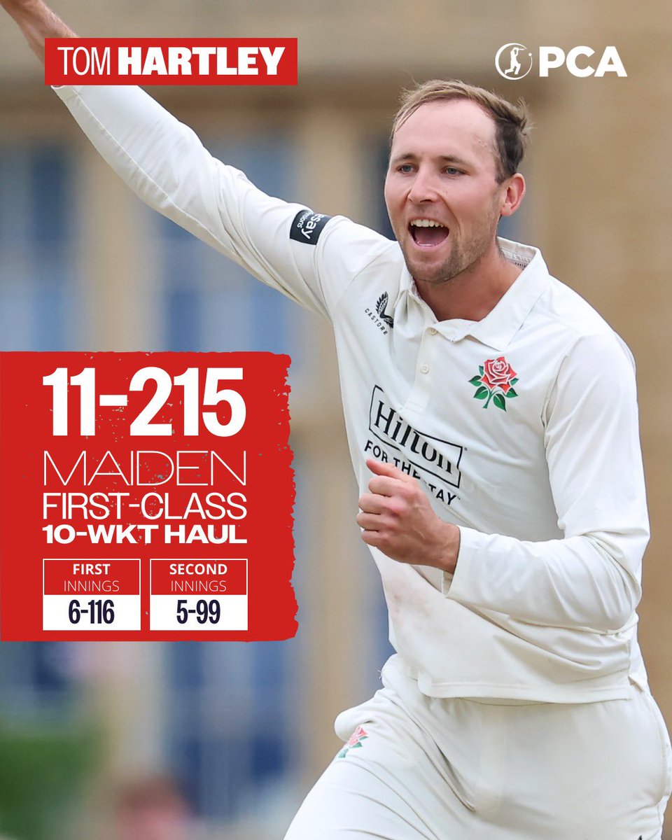 PCA's tweet image. Following up his maiden First-Class century with a 🔟-fer 🙌
An outstanding all-round display from Tom Hartley 🌹
#CountyChamp