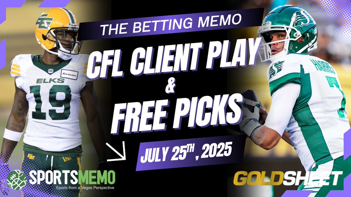 It's the DOG DAYS of Summer..but I opened up Week 8 of the CFL season with a winner on the Alouettes and I'm now 8-4 with my CFL over the L30 days.

Find out who I like on Friday's game between the Edmonton Elks and the Saskatchewan Roughriders on today's Betting Memo show