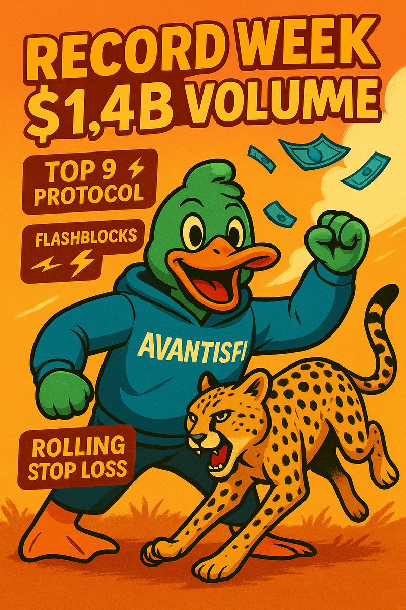 yekaza123's tweet image. 🦆📚 One for the history books, fam!
Avantis just went FULL TURBO DEGEN biggest week ever in the books. Let’s break it down 🧵👇
@avantisfi
1️⃣ $1.4B VOLUME.
Yeah, you read that right. BILLION.
Top 9 protocol in the leverage game.
Charts went brrr 📈💸
Degens went WILD 🫠🔥
👇…