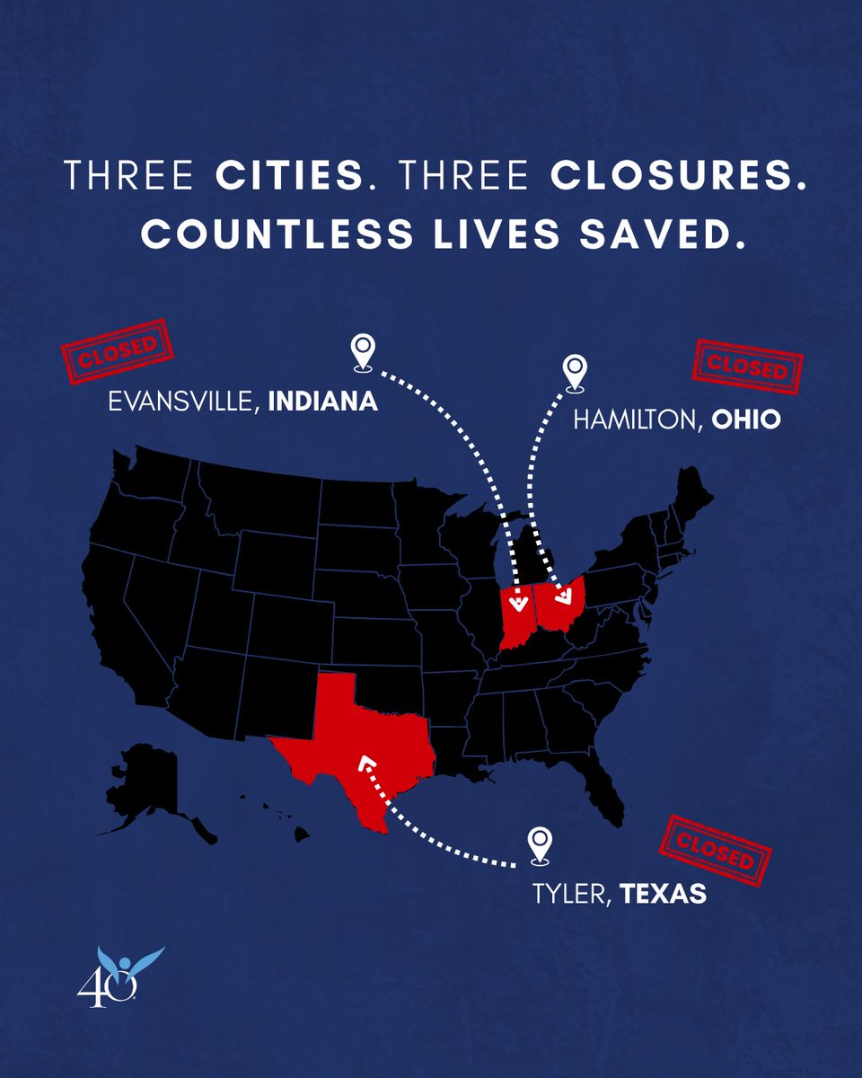 40daysforlife's tweet image. Because of YOUR peaceful witness, Planned Parenthood is now CLOSED in:
📍Evansville, IN
📍Hamilton, OH
📍Tyler, TX
Prayer works. Lives are saved.