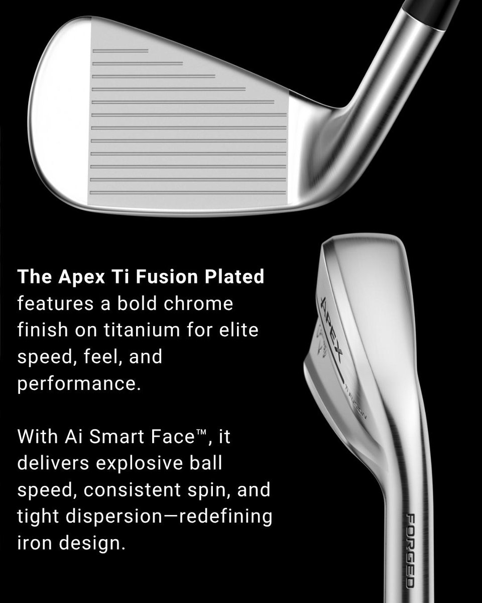 clubchampmedia's tweet image. (Post 1/2) Meet the new @CallawayGolf Apex Ti Fusion and Ti Fusion 250 — two elite designs built with titanium and AI Smart Face Technology, now in a chrome finish.
Which Apex are you building your bag around?
#ClubChampion #BetterFitLowerScores #ClubFitting #ClubFitters…