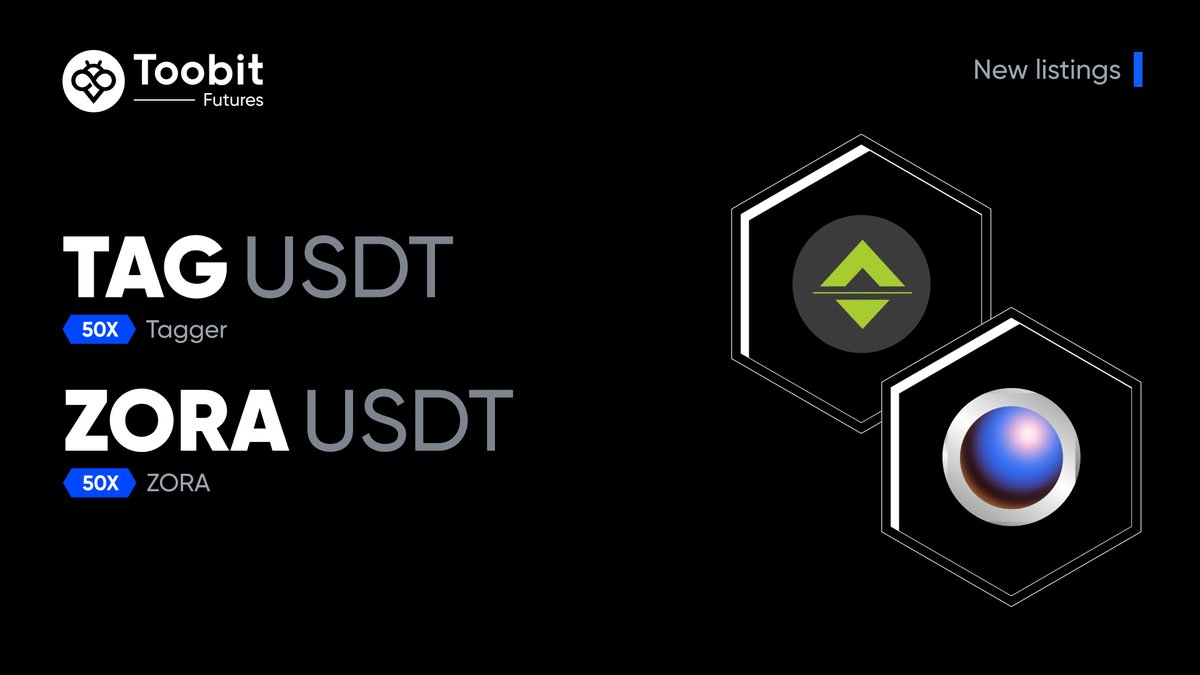 Toobit_official's tweet image. 🚨 New listing alert!🚨
Trade #TAGUSDT and #ZORAUSDT on #Toobit with leverage up to 50X!
#TAGUSDT 👉 bit.ly/4mdZM5X
#ZORAUSDT 👉 bit.ly/3GUWPIw
Learn more▶️ bit.ly/4lKbl4O
#ToobitFutures #Tagger #Zora