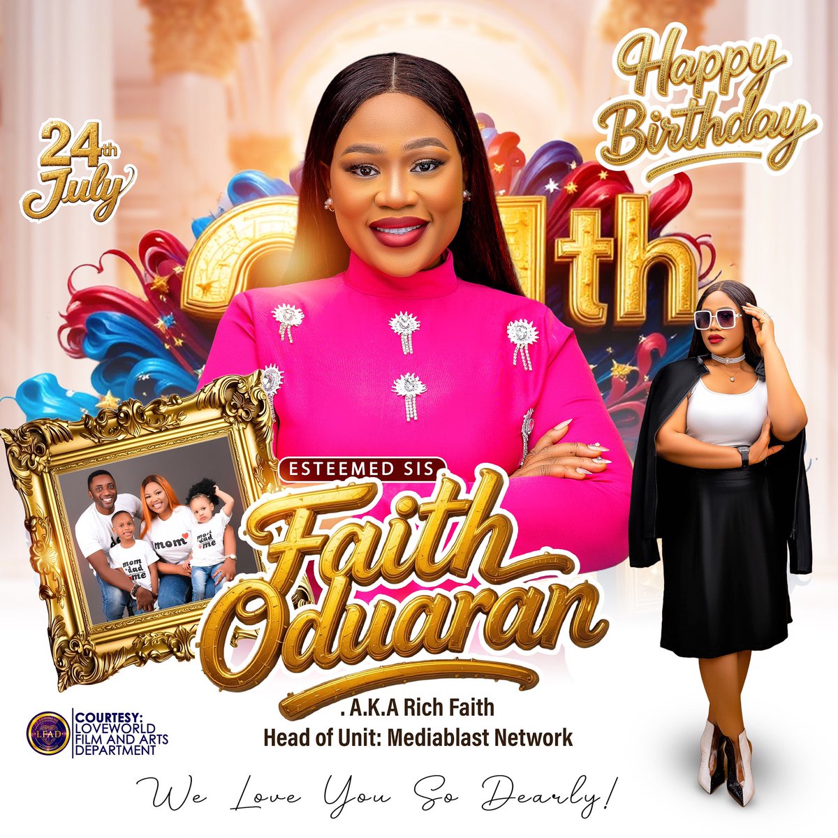 mediablastnet's tweet image. Happy Birthday to our Esteemed Sister Faith Oduaran! ππ₯³π₯
Thank you for your inspiring life of unwavering commitment and service to the Lord, and for the incredible impact youβve made in the LFAD
We love and celebrate you dearly today and always! β€οΈπ