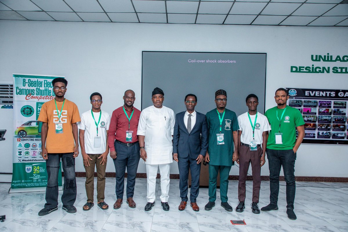 UNIBEN Shines as NADDC Wraps Up Design Phase of 8-Seater EV Campus Shuttle Bus Competition .

The National Automotive Design and Development Council (NADDC) has concluded the Design Phase of its groundbreaking competition at UNILAG Design Studio, Lagos.
#NaddcEVCompetition