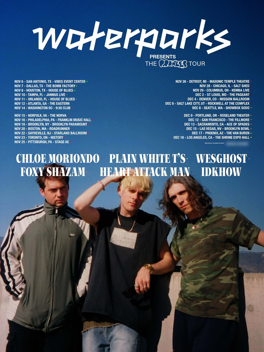 waterparks's tweet image. WATERPARKS TICKETS + VIP ON SALE NOW!!!!! HOUSTON ALMOST SOLD OUT, A BUNCH OF OTHERS ARE CLOSE BEHIND

GET YOUR TICKETS RIGHT NOW FOR THE ONLY WATERPARKS TOUR OF 2025, GET EM FOR THE FRIEND GROUP, WE ARE LIVE HERE!!!!!!!!: waterparksband.com/tour