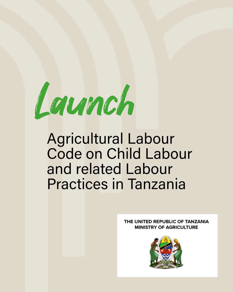 We’re proud to announce that the Agricultural Labour Code on Child Labour and related Labour Practices in Tanzania officially launches today, following unanimous stakeholder endorsement.

Read more about this groundbreaking framework: eclt.org/en/publication…