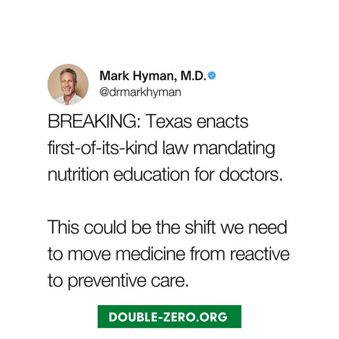 doublezero100's tweet image. As @drmarkhyman is saying: We need to be proactive where our health is concerned, not waiting for a problem to surface. Good nutrition is a huge part of that. Having nutrition as part of our doctor’s training has to be a good thing. Agree? #nutrition #preventativemedicine