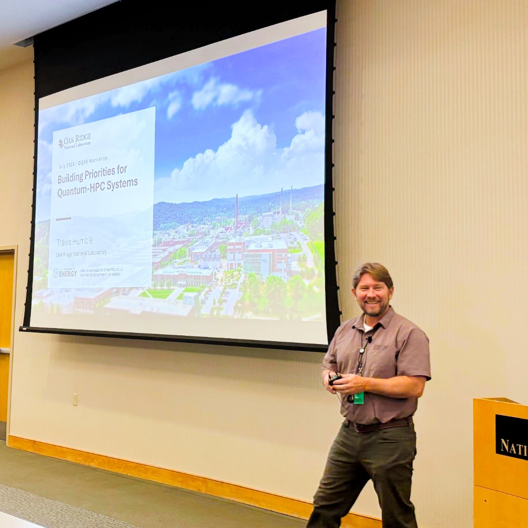 OLCFGOV's tweet image. The inaugural @ORNL Quantum Systems & Software Workshop (OQSSw) kicked off Friday morning with opening remarks from ORNL's Amir Shehata and @QuantumSciCtr's Travis Humble.
The morning later included talks from @IBM, @QuantinuumQC and @MunichQuantum. 🌟