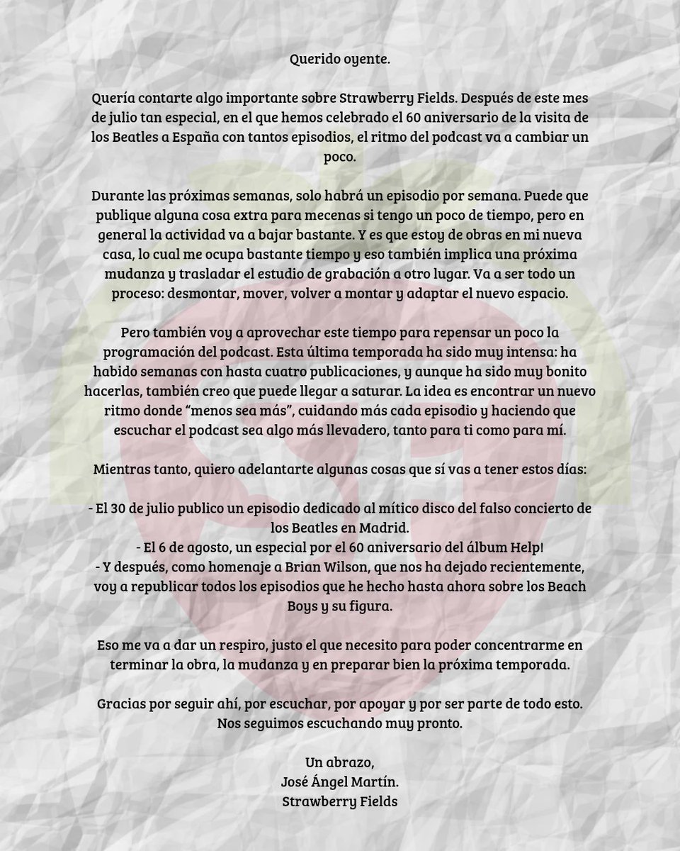 SfBeatlePodcast's tweet image. Todo esto 🍓☺️❤️🙏🏻 #podcast #beatles @ivoox