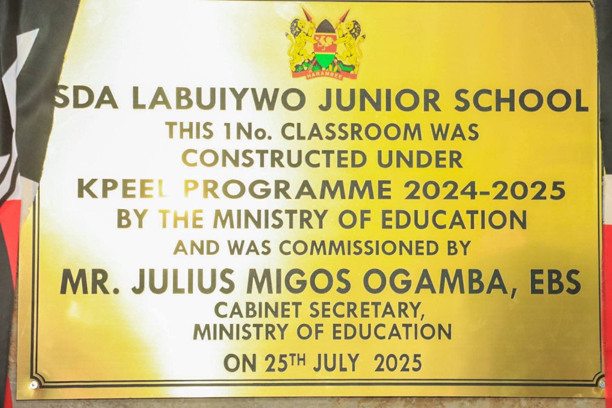 As the Patron , I was honored to host today's Chief Guest, Dr. Beatrice Inyangala, Principal Secretary for Higher Education, Hon Julius Melly Tinderet MP together with other leaders at SDA Labuiywo Academy, where the Chief Guest officially commissioned the newly constructed Grade