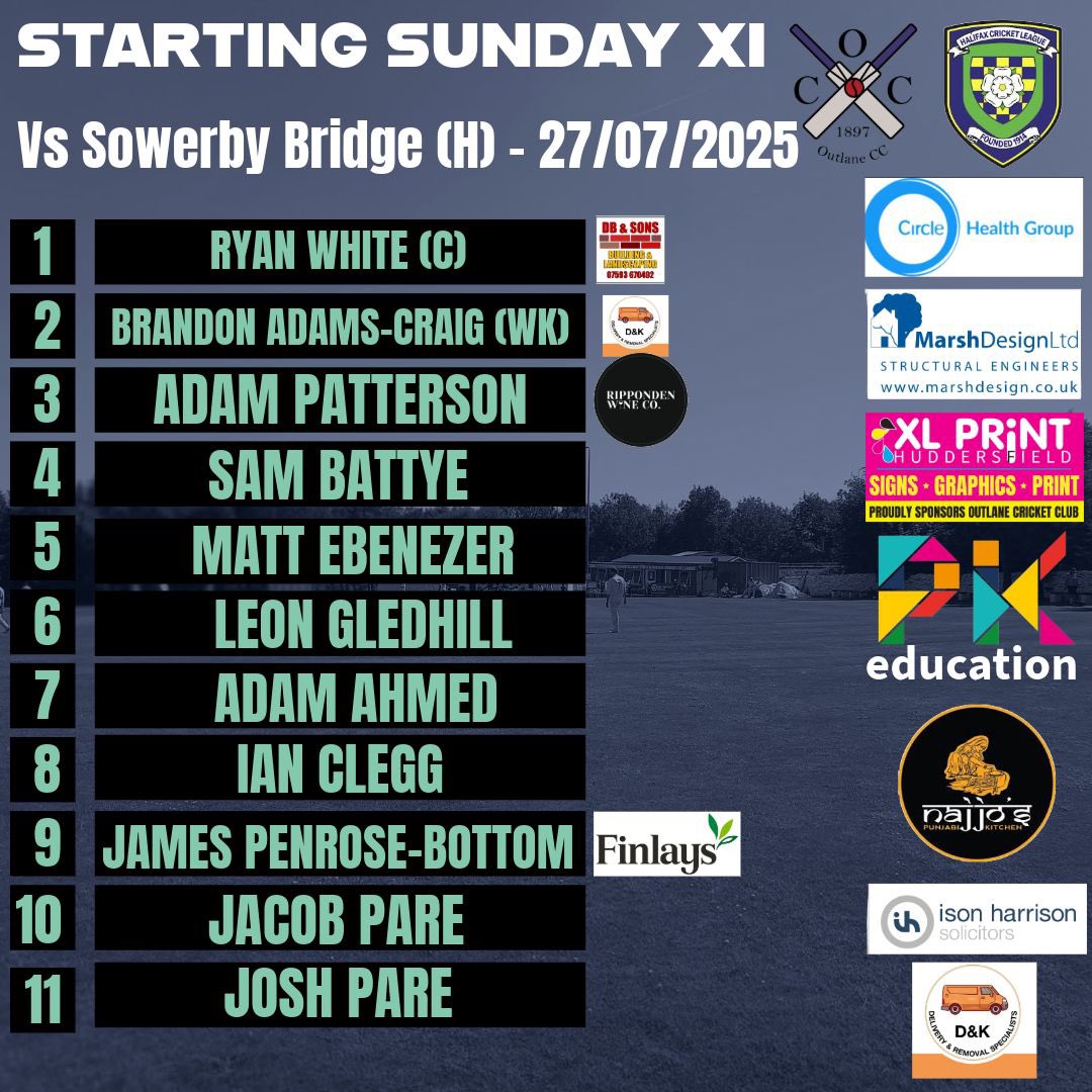 📣 Weekend Cricket Fixtures Alert! 🏏
Get ready for an exciting weekend of cricket as our teams take to the field! Here are the squads for Saturday and Sunday: