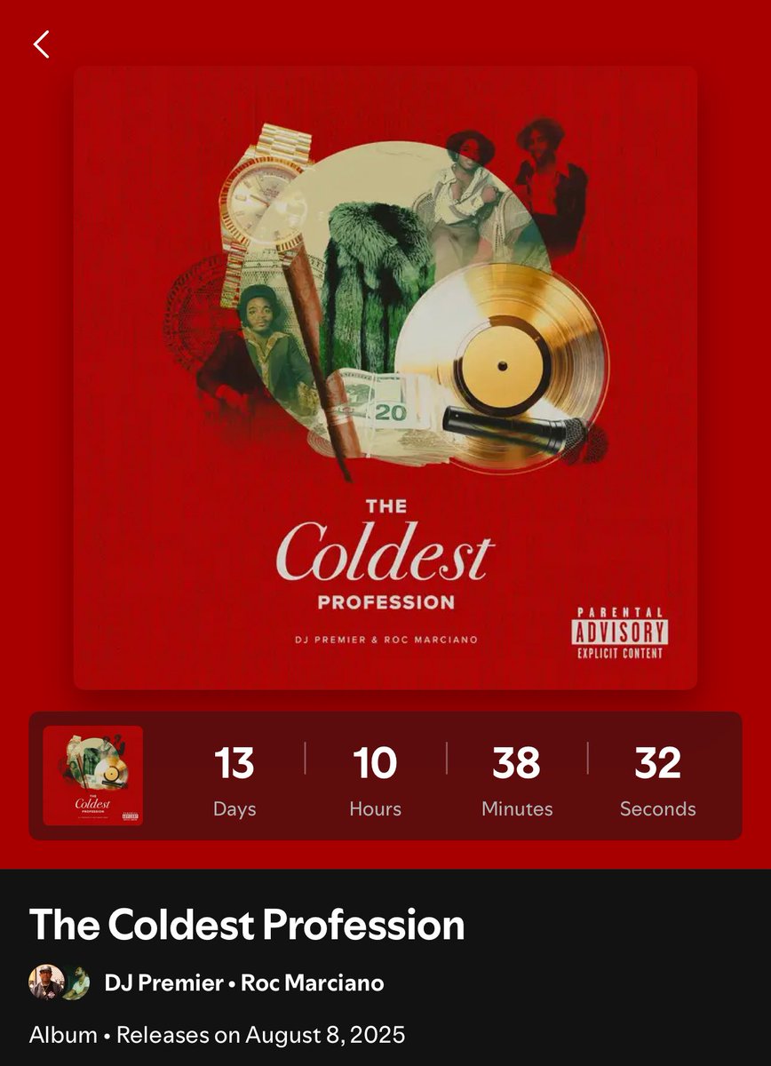 MFDONUTZ's tweet image. New Marci album with DJ Premier dropping August 8th!
The Coldest Profession is official. This will be an AOTY contender 😮💨