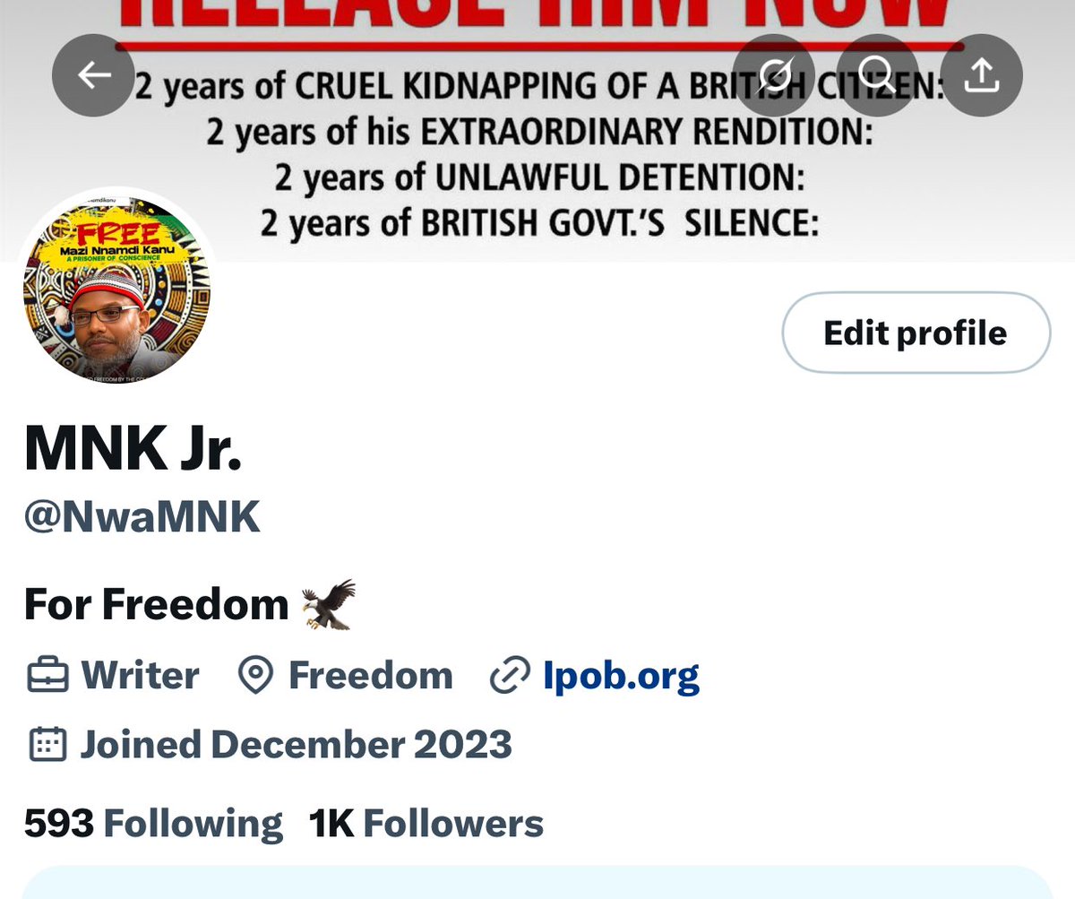 NwaMNK's tweet image. Why am I not yet up to 10k followers?
Share & follow up for more informative articles on world history, Biafra stories, African politics and Pan-Africanism.
I’m the writer whose pen opens the mind of the reader—@NwaMNK.
I write in defense of the Biafran struggle.
-MNK Jr.