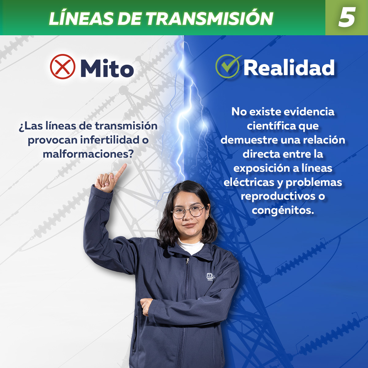⚡ #Mitos y #Realidades de las líneas de transmisión. ❌✅ Infórmate y comparte. 🤓
