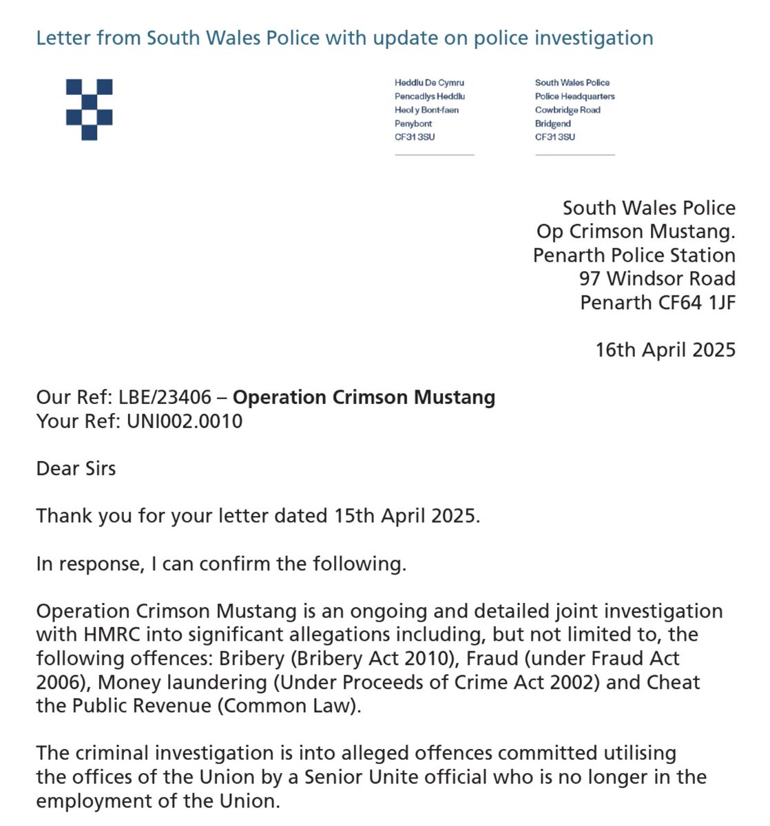 ExStrategist's tweet image. The police investigation into Howard Beckett is called Operation Purple Mustang.
How history could have been so different.
"The new General Secretary of Unite, Purple Mustang"