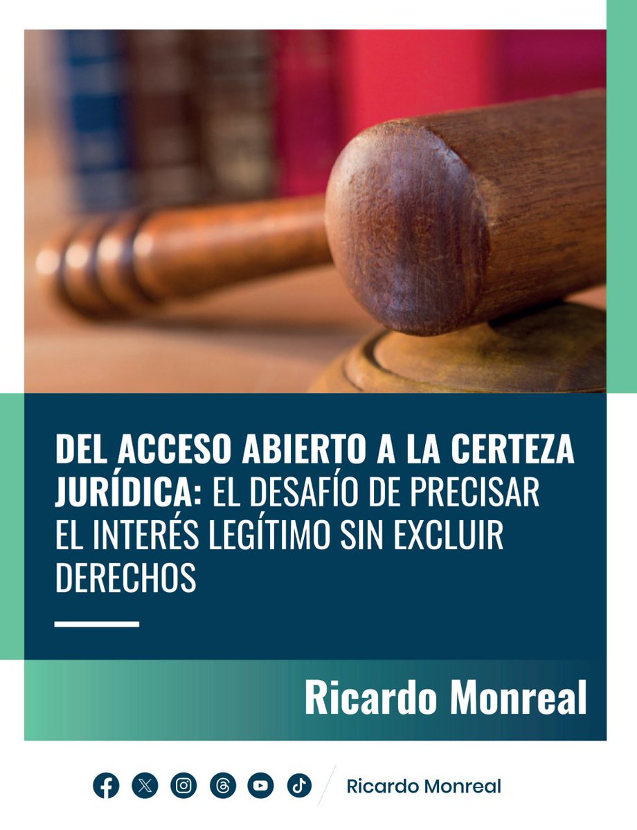 RicardoMonrealA's tweet image. El juicio de amparo vive una transición necesaria.
La reforma en curso busca precisar el interés legítimo sin cerrar el acceso a la justicia.
Comparto mi artículo, para sumar al análisis: ricardomonrealavila.com/wp-content/upl…