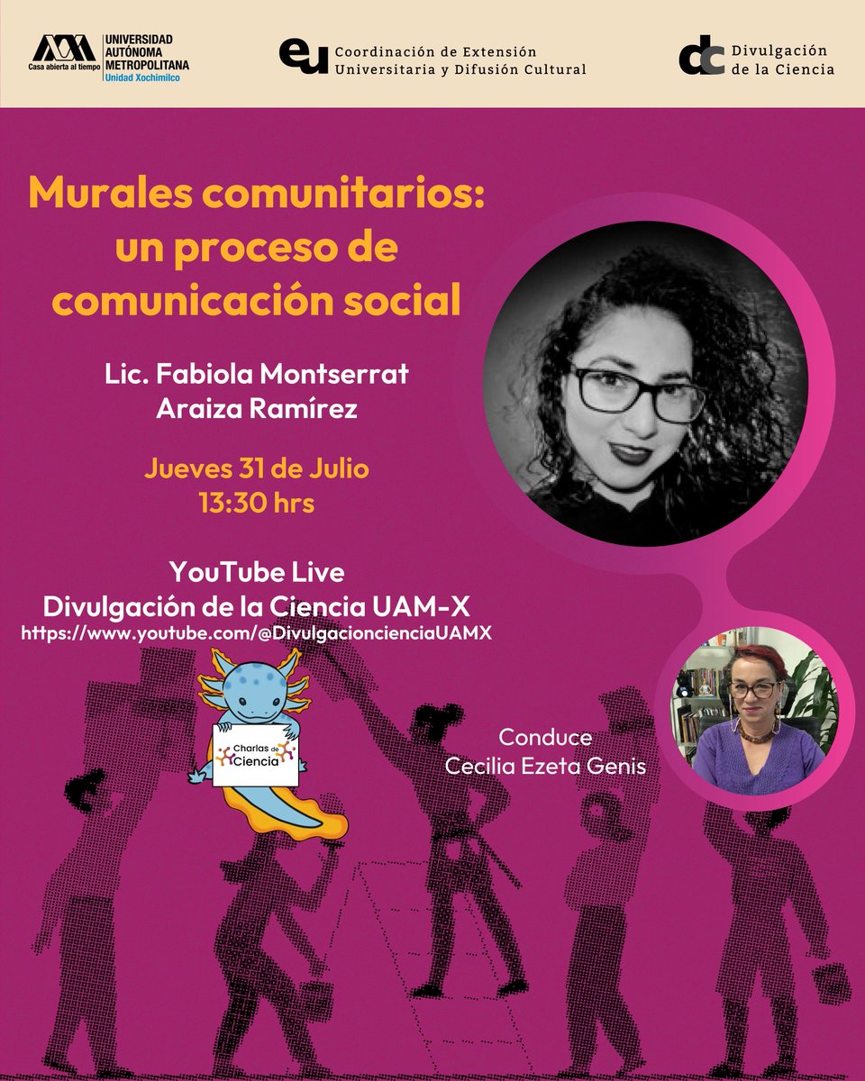 lauammx's tweet image. Descubre cómo el arte mural puede transformar espacios, conectar personas y fortalecer comunidades en Murales comunitarios: un proceso de comunicación social

🗓 JULIO 31
🕜 13:30 HORAS
ℹ️ Conduce: Cecilia Ezeta Genis
🎤 Participa: Lic. Fabiola Montserrat Araiza Ramírez
ℹ️…
