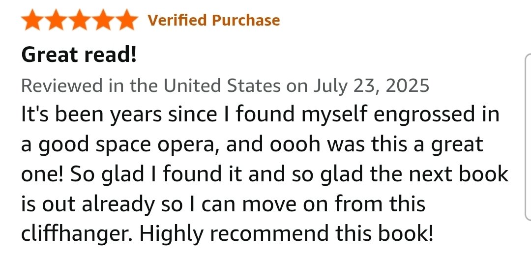 AmberRaeToro's tweet image. &quot;It&apos;s been years since I found myself engrossed in a good space opera, and oooh was this a great one!&quot;

This review for UMBRA! 🫶🥹✨️🚀

🚀Dragon rider style bonds with sentient starships
⭐️Found family 
🚀Action &amp;amp; adventure
⭐️Slow burn romance
🚀Banter
⭐️Sparring