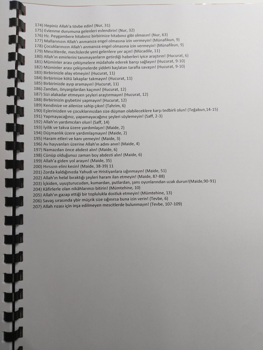 Kur'ân-ı Kerîm'deki emirler ve yasaklar.
(Nüzûl sırasına göre)