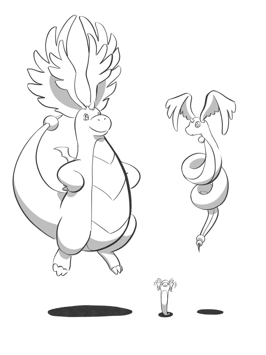 neocatire's tweet photo. More artwork of dragonite’s family flying around. Love seeing dragonair use their wings more! https://t.co/Jln13qKV64