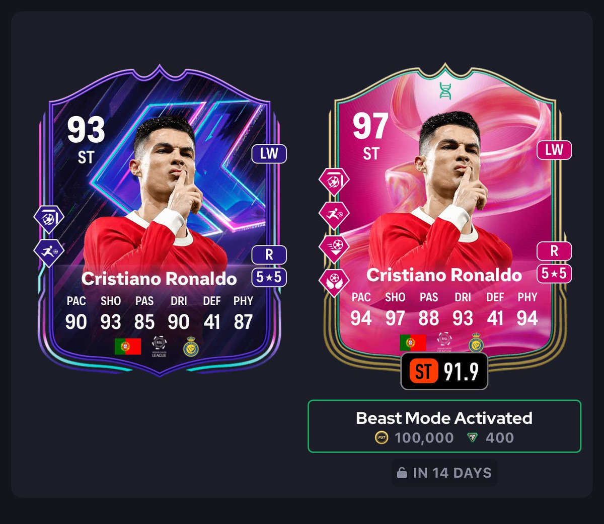 😰😰😰😰😰😰😰😰😰😰😰😰😰

توفرت اخيراً تطويرة المهاجمين ريت 96 ✅✅

تكلف 100K او 400 بوينت فقط 💸

تشمل الدون فلاشباك و الظاهرة 🥶🥶

تعطيك اريال ذهبي و باور شوت وتسديد ارضي وتحصين كلها ذهبي 🌟🤩

من راح تطور فيها ياشيخ ؟! 👀👀

#FC25