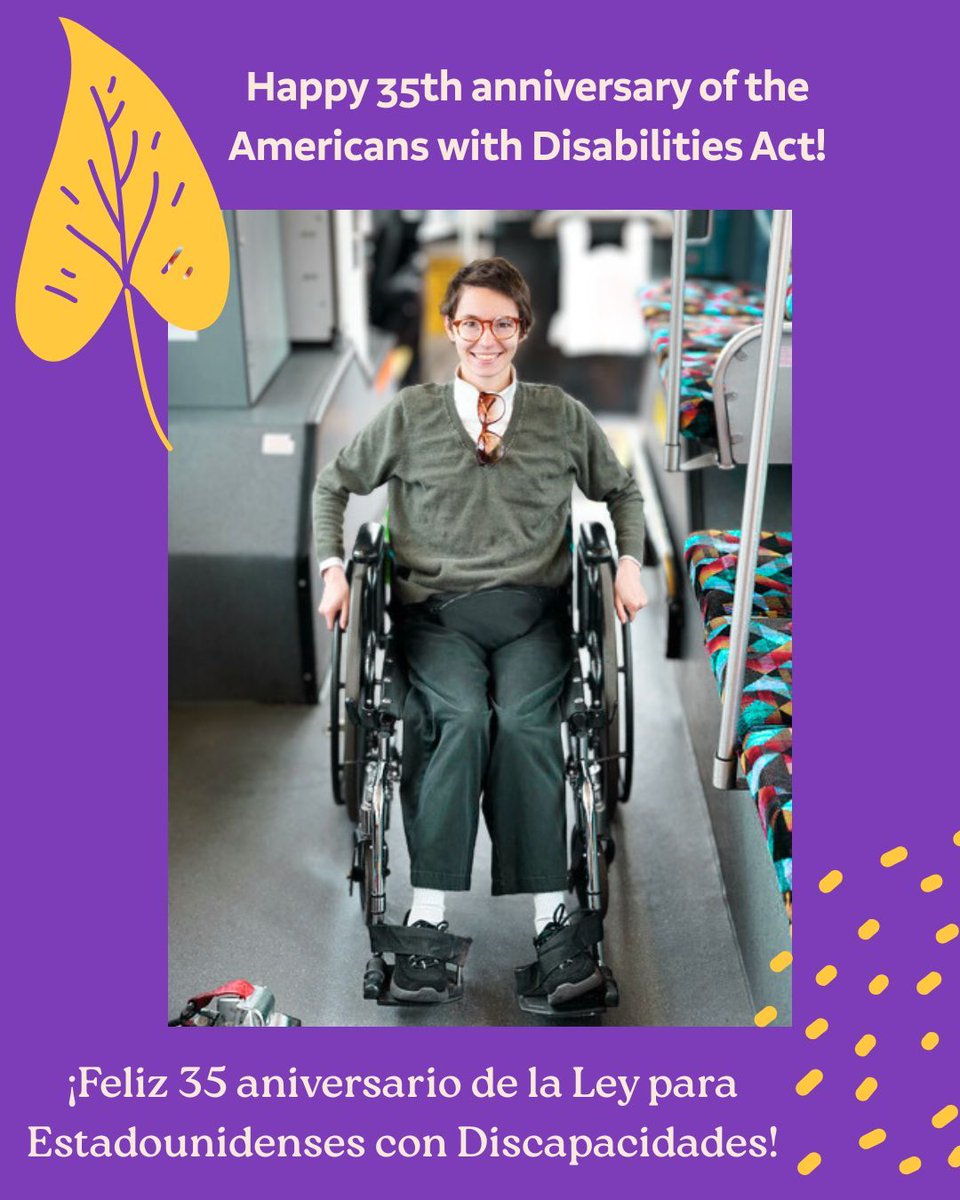 Mobility4AllBC's tweet image. ♿Mobility for All is proud to celebrate the 35th anniversary of the Americans with Disabilities Act (ADA) on July 26! ♿Movilidad para Todos se enorgullece de celebrar el 35.º aniversario de la Ley de Estadounidenses con Discapacidades (ADA) este 26 de julio. #ADA35