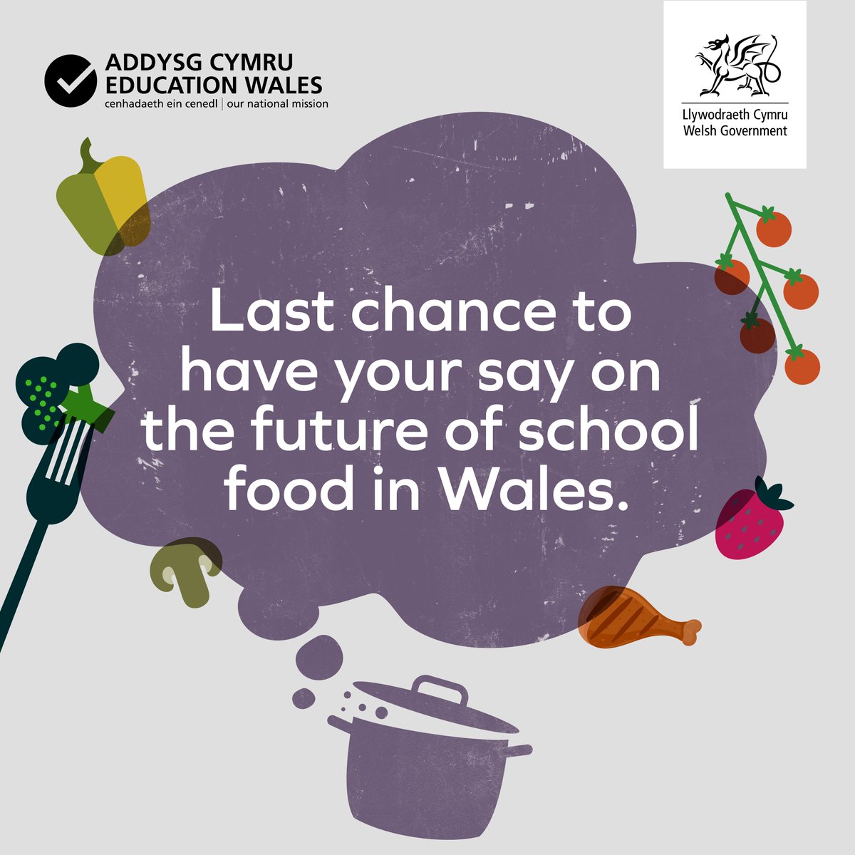 The Welsh Government Healthy Eating Consultation is closing soon! ⌛

Share your views to help children get the nutrition they need in schools. 

Accessible versions including BSL, easy read, and for young people are available here 👉 gov.wales/healthy-eating…

#HealthySchoolMeals