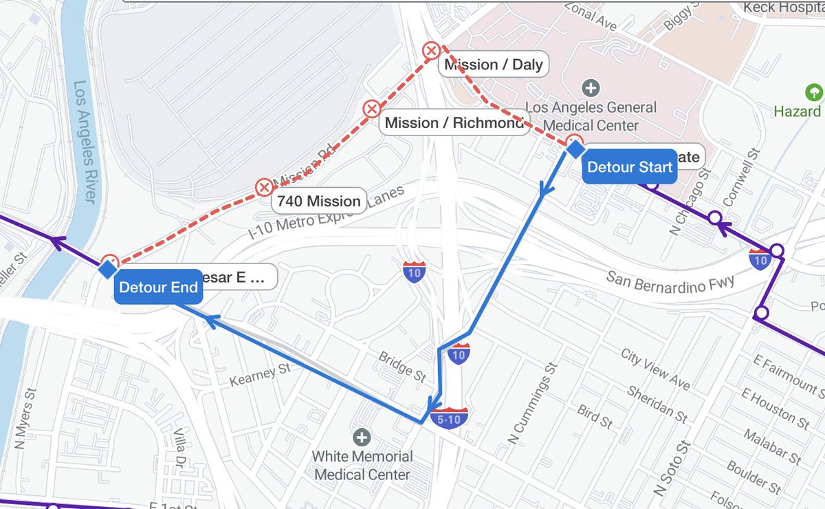 metrolaalerts's tweet image. LINE 106: Buses will detour until 12pm due to police activity.
Toward Garvey/Atlantic, stops from Mission/Cesar E Chavez through Marengo/Mission will not be served.
Toward The Shops at Montebello, stops from Marengo/ State through Mission/Cesar E Chavez will not be served.