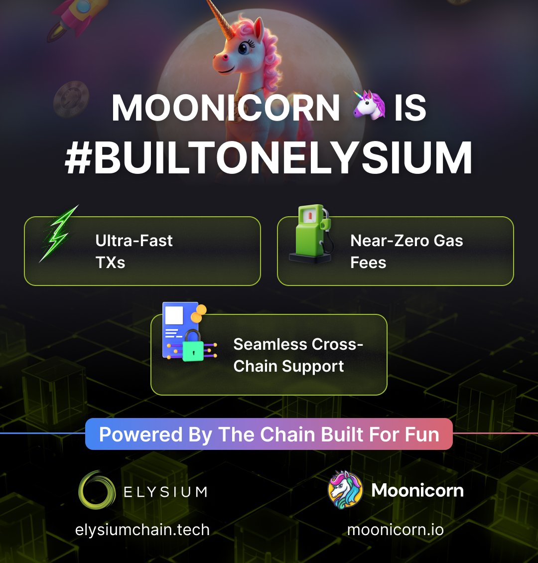 Elysium Blockchain (@elysium_vf) on Twitter photo <a href="/moonitomoon/">Moonicorn</a>  is rising  powered by Elysium.
As one of the standout projects in our growing Web3 ecosystem, Moonicorn is leveling up fast with:
๐งฉ Plug-and-play EVM support
๐ซ No onboarding fees
๐ Effortless multi-chain access
Weโre excited to support trailblazers like <a href="/moonitomoon/">Moonicorn</a>  is rising  powered by Elysium.
As one of the standout projects in our growing Web3 ecosystem, Moonicorn is leveling up fast with:
๐งฉ Plug-and-play EVM support
๐ซ No onboarding fees
๐ Effortless multi-chain access
Weโre excited to support trailblazers like