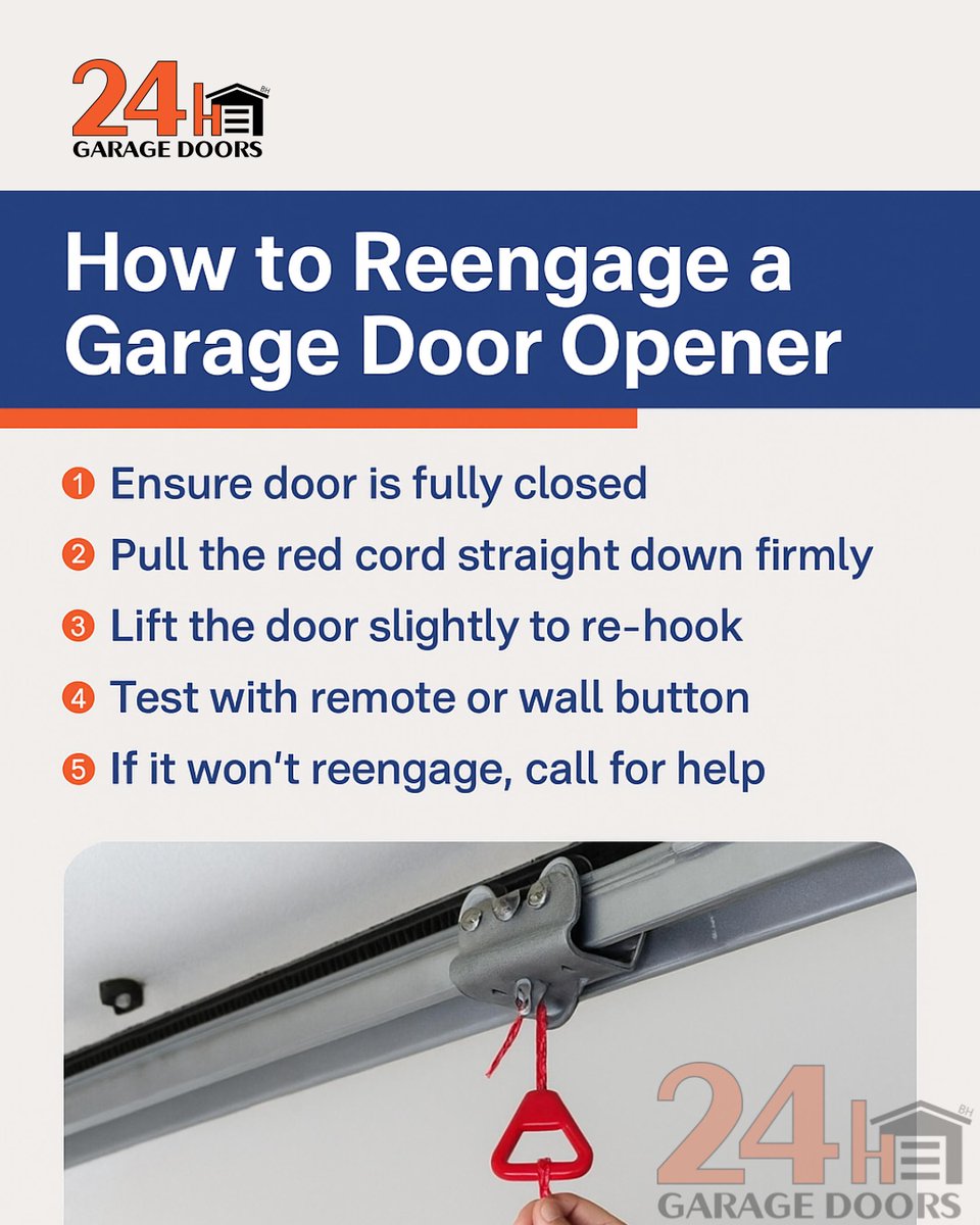 24HGarageDoor's tweet image. After a power outage, reengage your garage door opener quickly! Easy steps to reconnect after manual release.

📞 Call us: (203) 489-2043
🧡 24H Garage Doors
24hourgaragedoorsct.com/service/garage…

#Opener #PowerOutageTips #GarageDoorHelp #QuickFix #GarageDoor