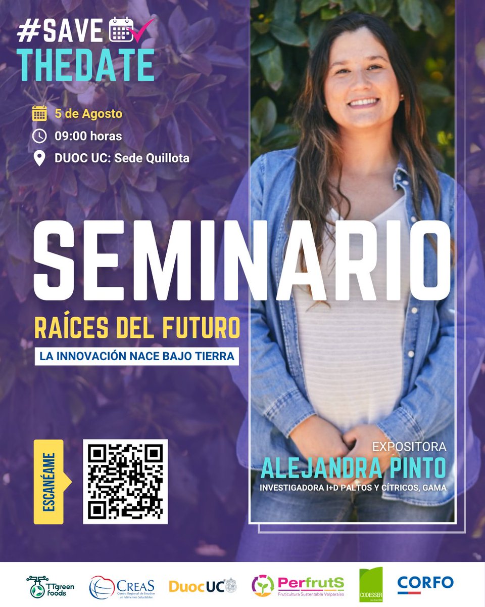 🌱 #SaveTheDate | La investigadora María Alejandra Pinto será una de las expositoras que participarán el próximo 5 de agosto en nuestro #Seminario de suelos y sostenibilidad "Raíces del Futuro: La Innovación nace bajo tierra".

👉 Inscríbete forms.gle/qwiFKxWiwJFxLj…