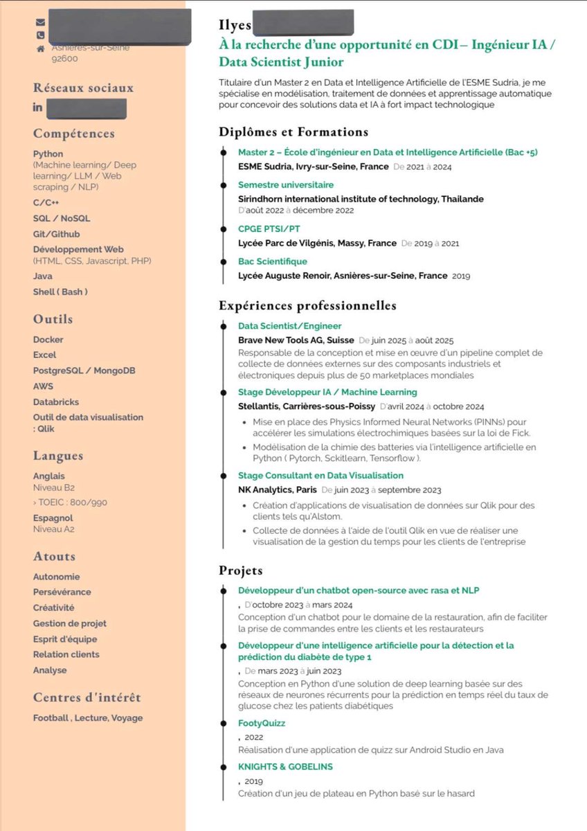 Salam les frères, j’ai un ami jeune diplômé qui galère à trouver un poste.
Il cherche un CDI junior dans l’IA ou la data, et il est aussi ouvert à l’alternance.
Si vous avez des pistes ou pouvez l’aider, contactez-le directement : <a href="/7Tashfin/">Tashfin</a> 
RT appréciés faites les bons 🙏🏼