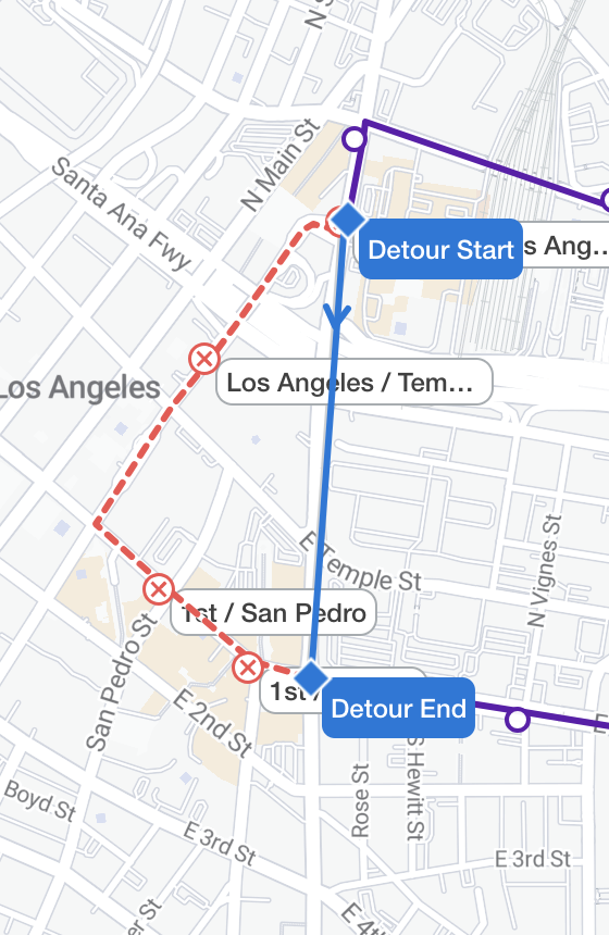 metrolaalerts's tweet image. LINE 106: Buses will be on detour thru 12pm due to police activity.
Toward Garvey / Atlantic, stops 1st / Judge John Aiso and Los Angeles / Temple will not be served.
Toward The Shops at Montebello, stops from Alameda / Los Angeles through 1st / Central will not be served.