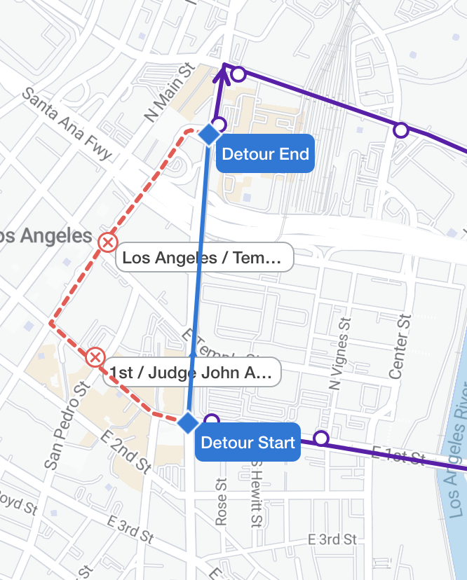 metrolaalerts's tweet image. LINE 106: Buses will be on detour thru 12pm due to police activity.
Toward Garvey / Atlantic, stops 1st / Judge John Aiso and Los Angeles / Temple will not be served.
Toward The Shops at Montebello, stops from Alameda / Los Angeles through 1st / Central will not be served.