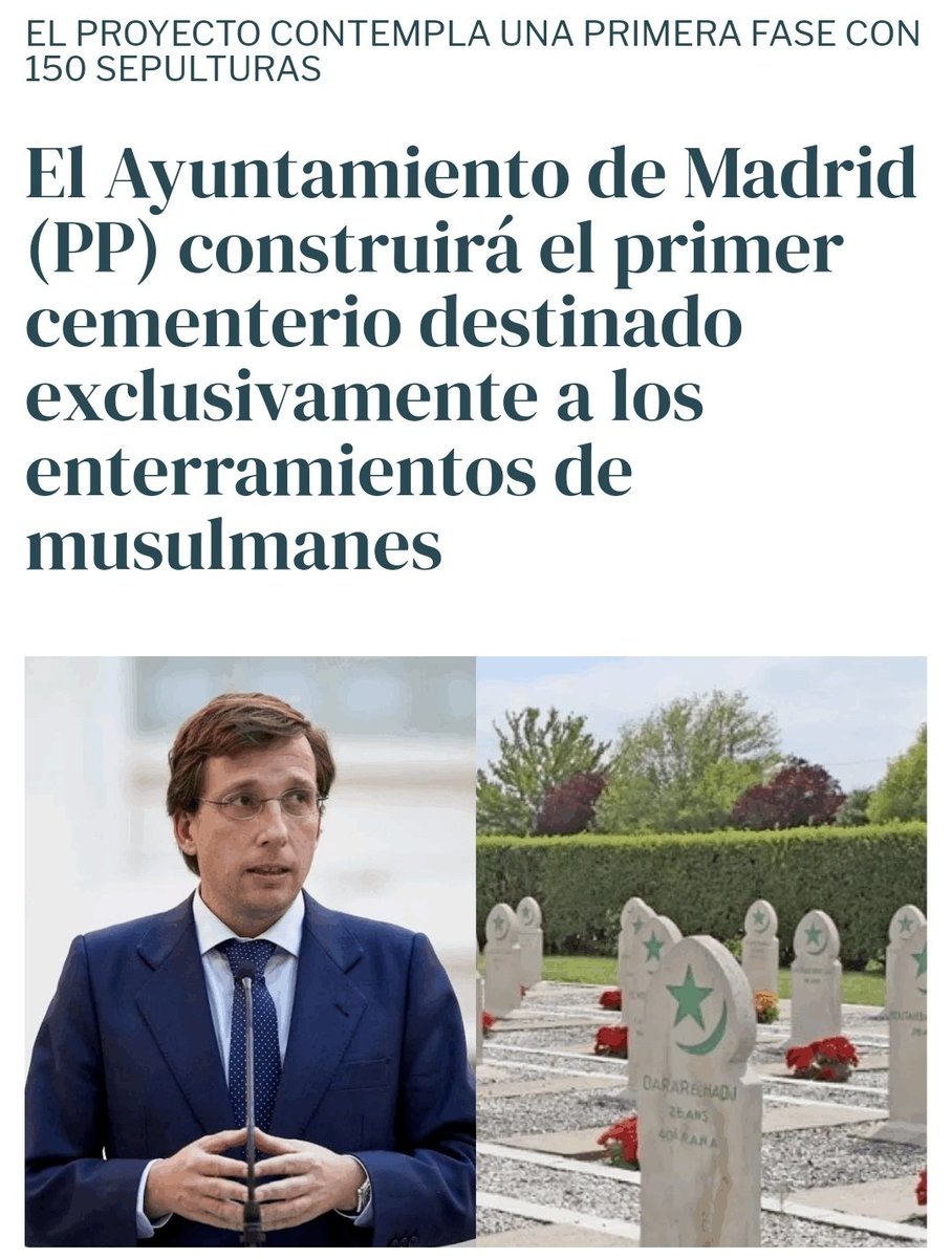 ... El PP de Madrid gastara millones de euros para construir un cementerio exclusivo para musulmanes... Con mi dinero NO, si tu tampoco quieres Retuitea...