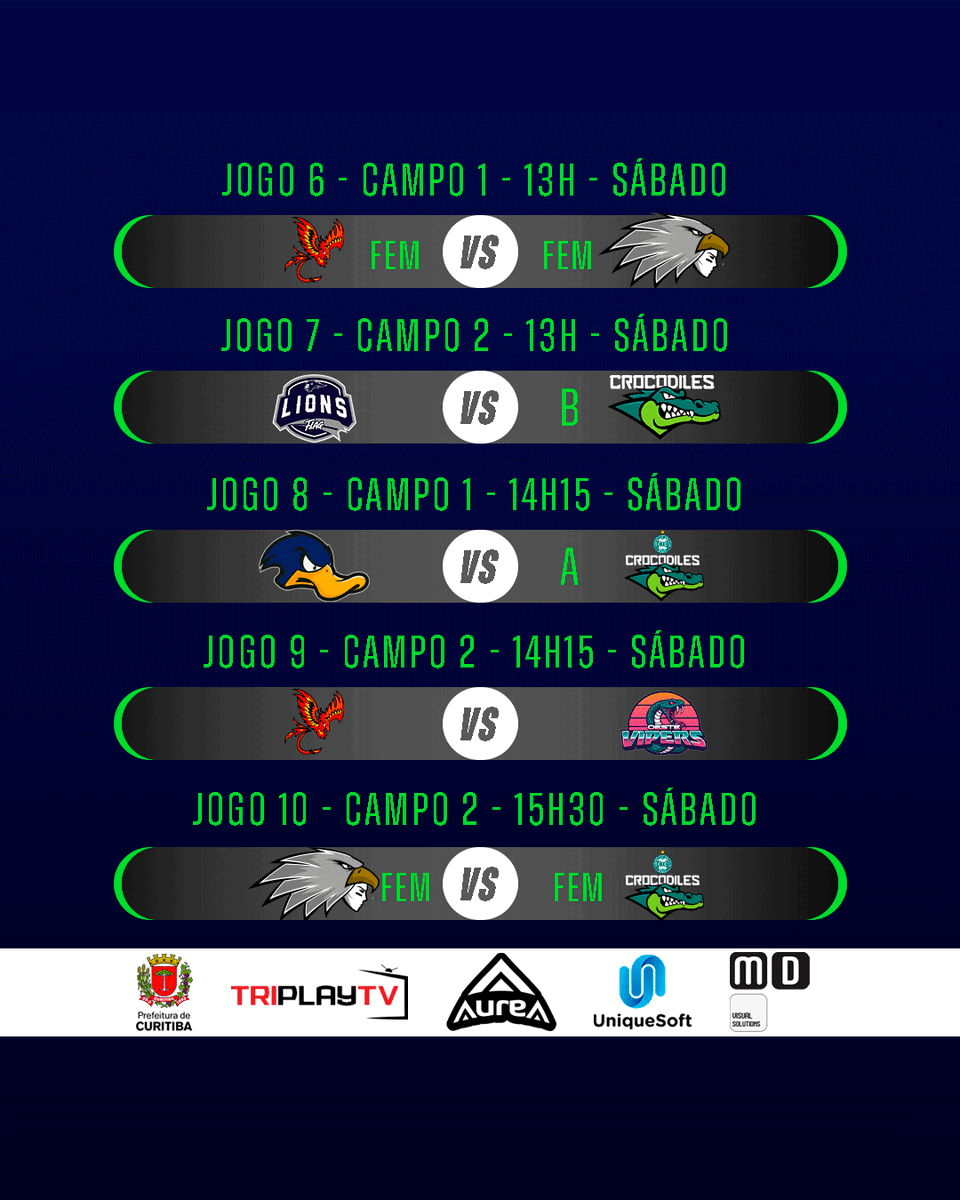 fpfaoficial's tweet photo. Final de semana de muito Flag Football em Paranaguá!
Confira a tabela de jogos da primeira etapa do Campeonato Paranaense 2025!
#FPFA #FLAGFOOTBALL #INCENTIVOESPORTECURITIBA #INCENTIVOSOLIDÁRIOPMC #GOVERNODOESTADODOPARANÁ #PARANÁESPORTE https://t.co/6lrHKzukdR