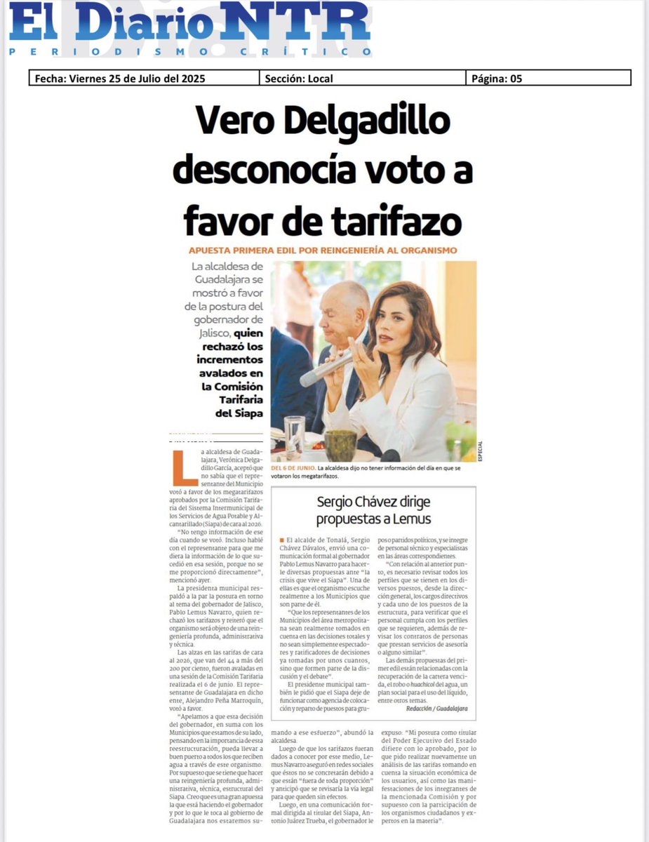 #LadyVacaciones Vero Delgadillo, no sabía que ellos mismos (el ayuntamiento de Guadalajara), votó a favor del tarifazo del SIAPA, en contra de la gente. 

No sé qué es peor, que lo sepa y lo autorice o simplemente que ni cuente se de, de lo que pasa en GDL.